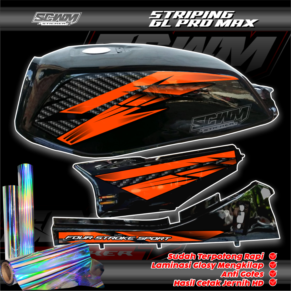 STRIPING HONDA GL PRO MAX NEOTECH HOLOGRAM, STRIPING GL TERBARU
