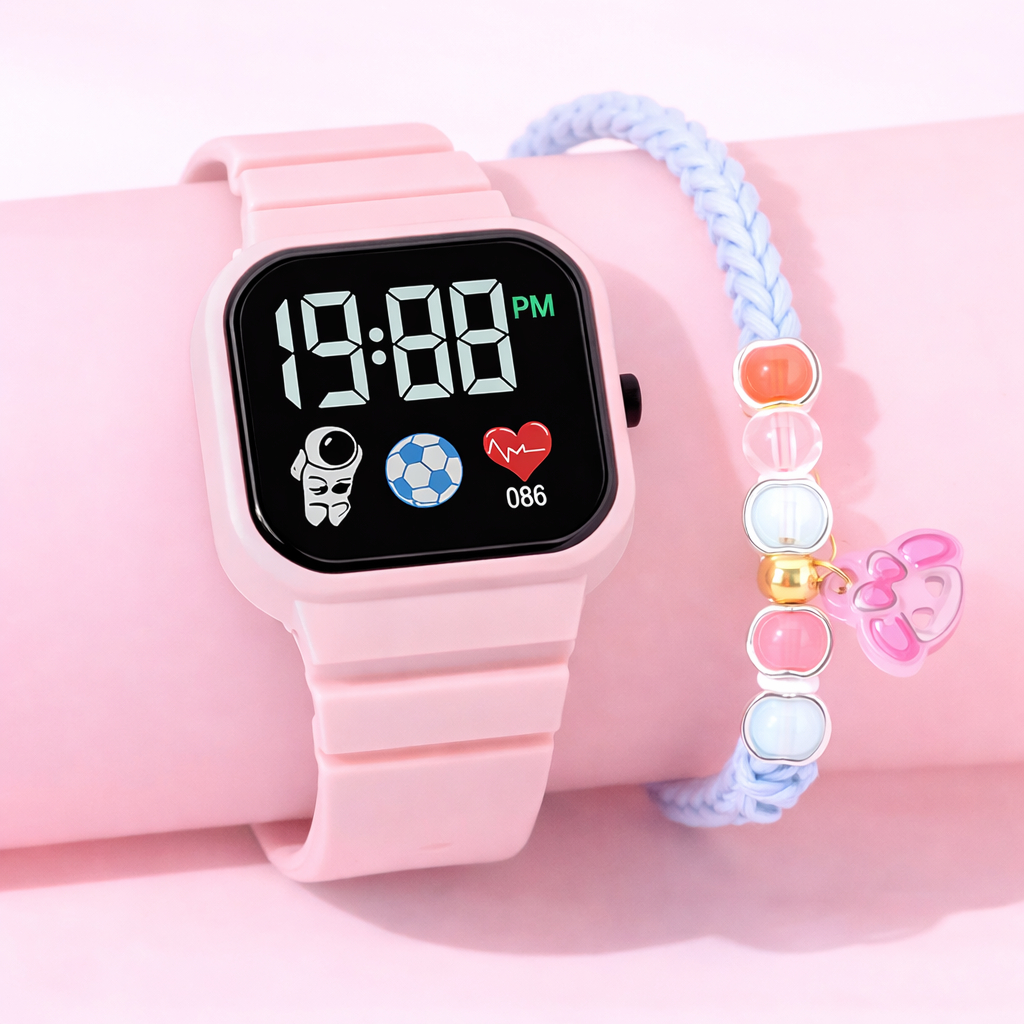 Jam Tangan Anak Anak Perempuan LED Astronot Anti Air Lucu Fashion Korea Cewek 5 - 12 Tahun