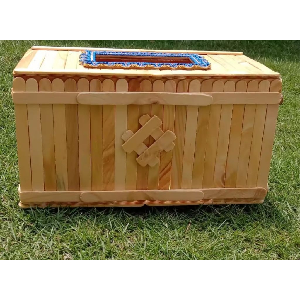 Kotak Tisue Stik Es Krim, Wadah Tisue Kerajinan Tangan, Box Tisue Stik Es Krim