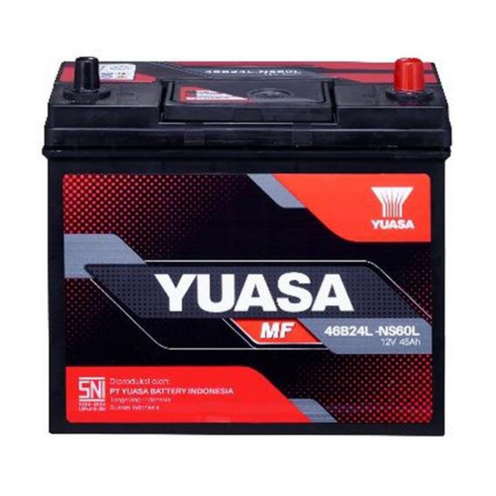 AKI MOBIL YUASA MAINTENANCE FREE (KERING) NS60L 12V (Volt) / 45Ah (Ampere-Hour).