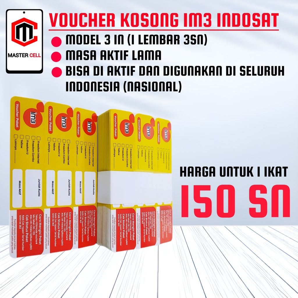 1 Ikat Voucher Kosong Im3 Voucher Kosong Indosat