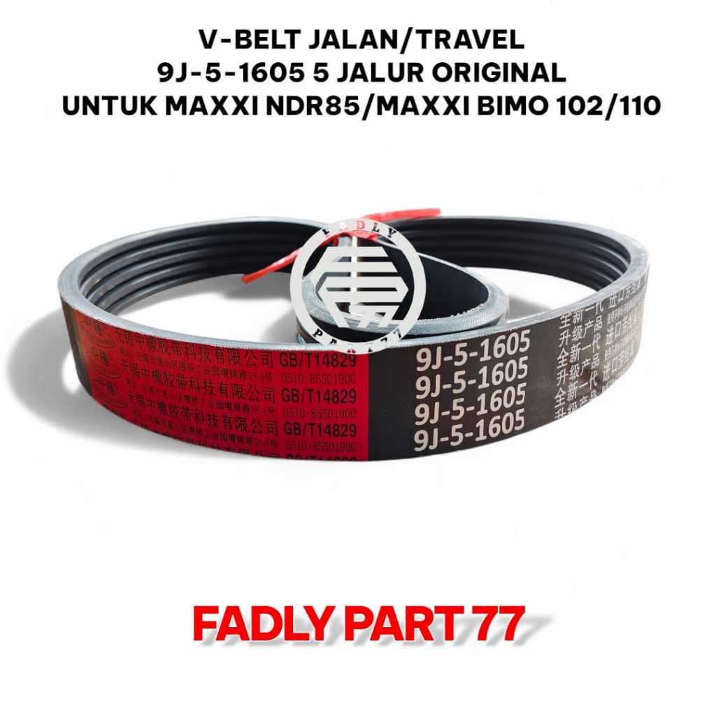 V-BELT JALAN/TRAVEL 9J-5-1605 (5 JALUR) ORIGINAL UNTUK MAXXI NDR85/BIMO 102/110
