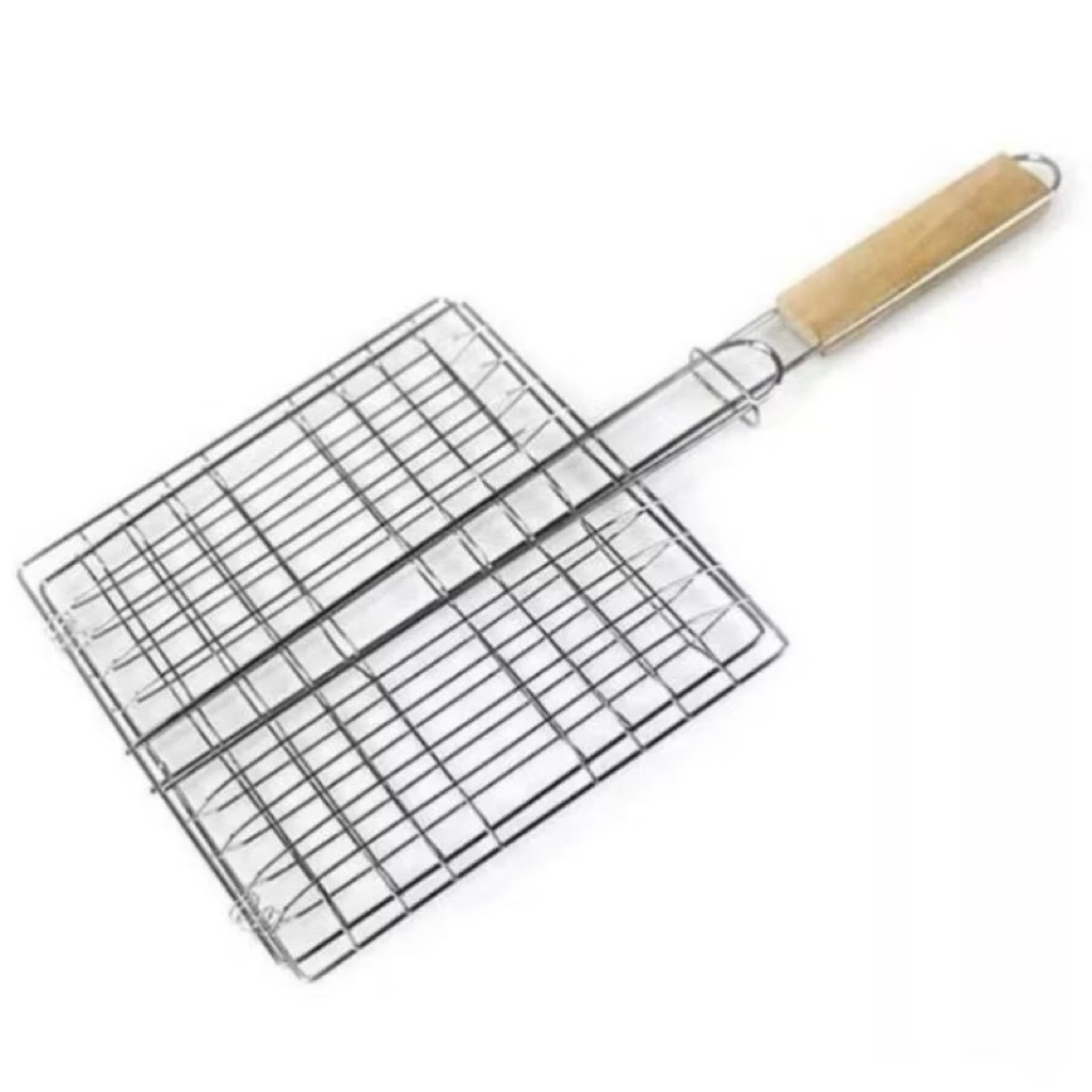 PANGGANGAN JEPIT GAGANG KAYU / Panggangan Stainless / Panggangan Capit / Alat Panggang Jepitan