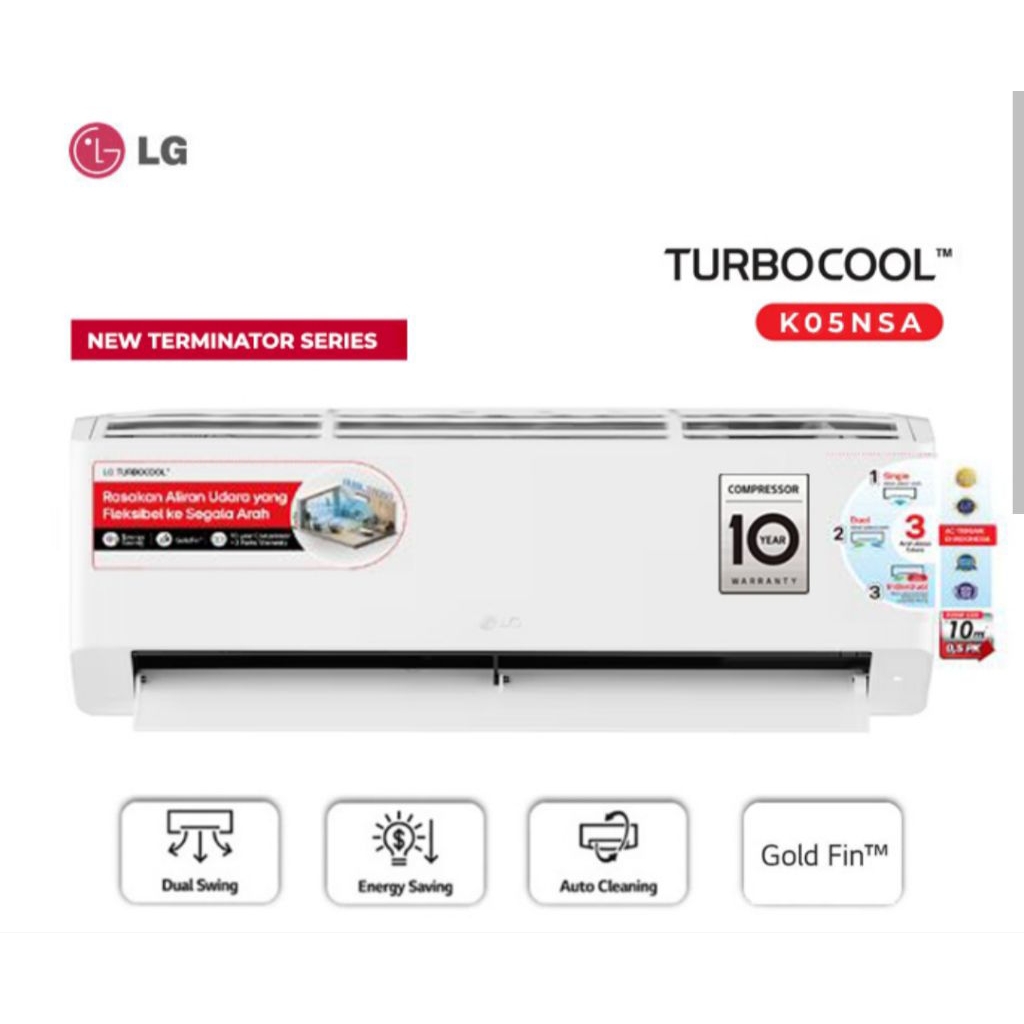 ac LG 1/2pk turbo cooling new hercules r32 1/2 pk split daya rendah cepat dingin lebih hemat 05tn4 3