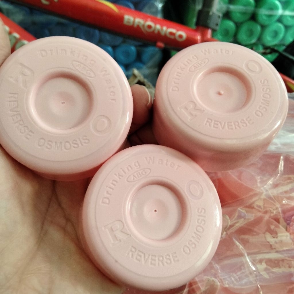 tutup galon air isi ulang.tutup isi ulang warna pink muda dekok susun RO  isi 1000pcs