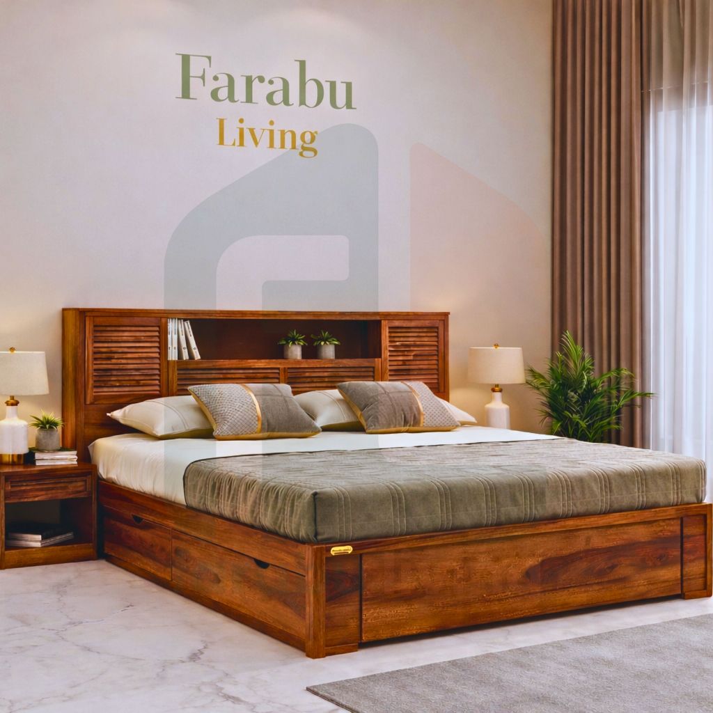 Terra Serenity Bed - TEMPAT TIDUR MINIMALIS DENGAN LACI PENYIMPANAN – KAYU JATI SOLID PREMIUM | Fara