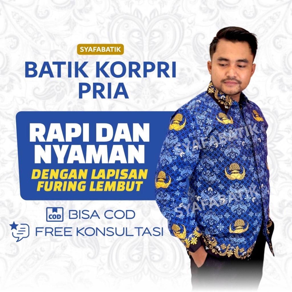 Baju KORPRI Pria Wanita Katun C40s Premium Adem Jahitan Rapi Seragam ASN PNS PPPK Lapis Furing