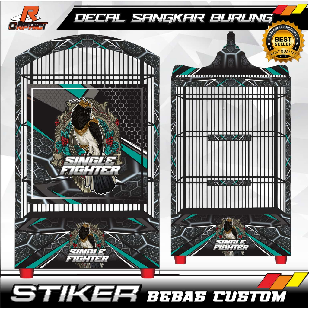 STICKER sangkar DECAL custom anti air cendet cucak ijo kenari kacer KANDANG BURUNG KOTAK STIKER UKUR