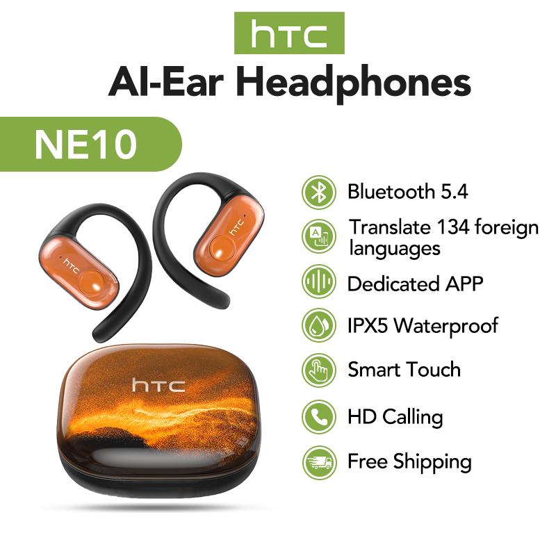 HTC NE10 TWS Earbuds Nirkabel Bluetooth 5.4 IPX5 Oranye