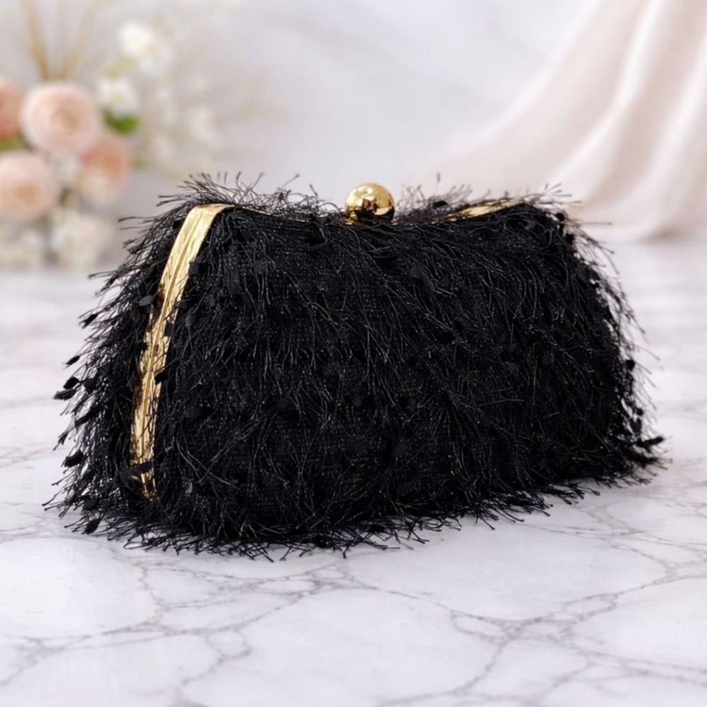 Waiwai Tas Pesta Wanita Bulu Cantik 1799 Clutch