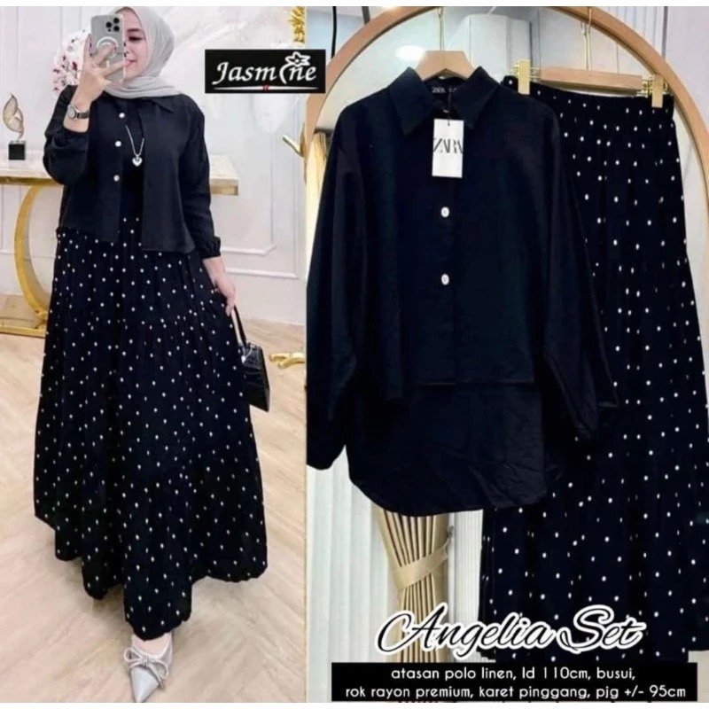 POLKADOT SET ROK  RAYON MIX CRINKLE LD 110 // SET ROK MOTIF RAYON MIX CRINKLE // SETELAN KOMBINASI P