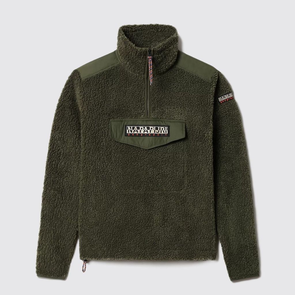 Napapijri M-Trentino Zip Sweatshirt Fleece Jacket Original Sherpa Pria Fleece Musim Dingin Lembut da