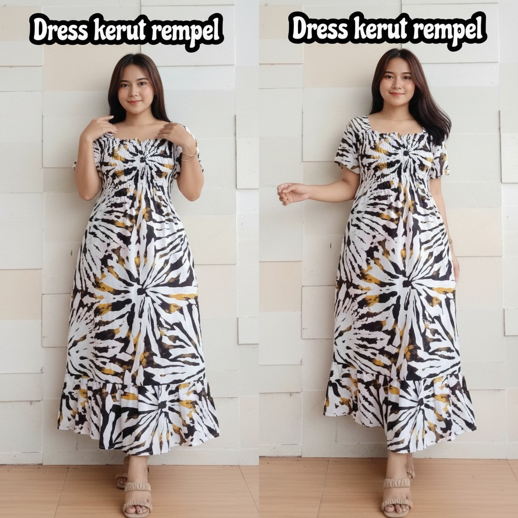 DRESS KERUT REMPEL PANJANG