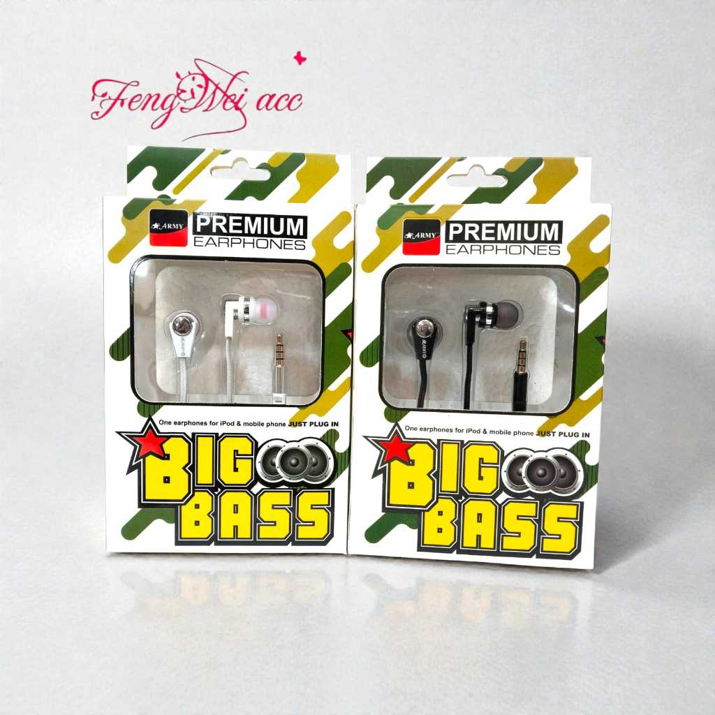 HEADSET ARMY BIG BASS HANDSFREE ARMY BIG BASS EARPHONE ARMY BIG BASS ORIGINAL