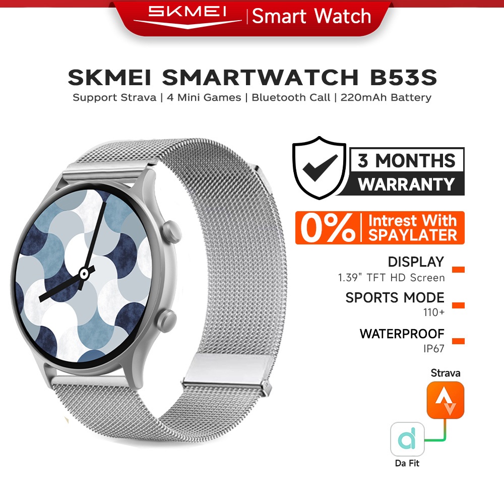 SKMEI Smartwatch  B53S Jam Tangan Smartwatch Dengan Tali jam stainless steel 1.39 Inci Pelacak Tidur