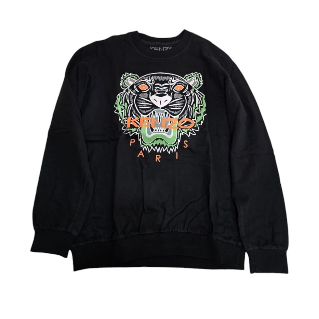 Kenzo Paris Tiger Embroidered Sweatshirt Black sz L