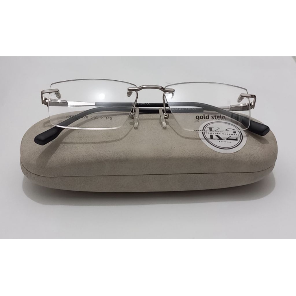 Frame Kacamata Rimless Titanium Gold Stain