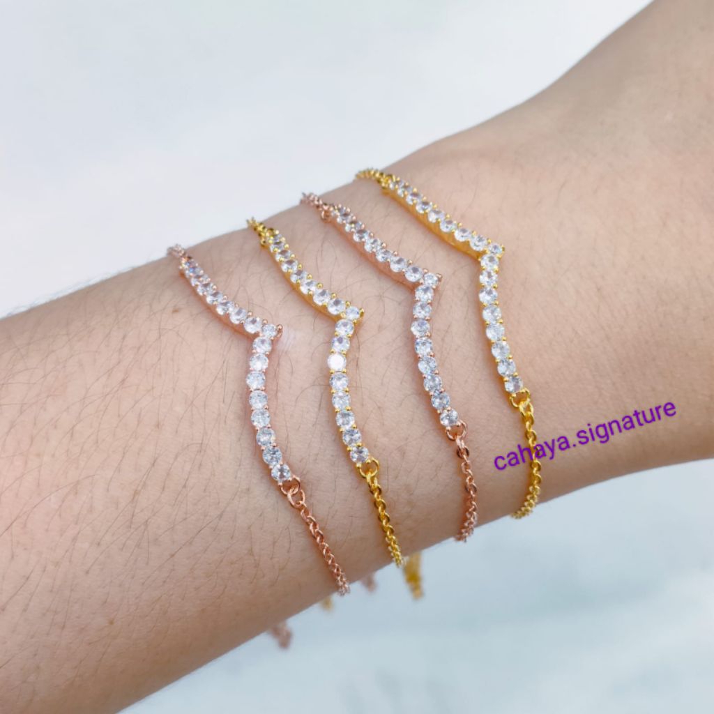 Gelang Perak 925 Asli Lapis Emas Model Gelang Serut Fuji