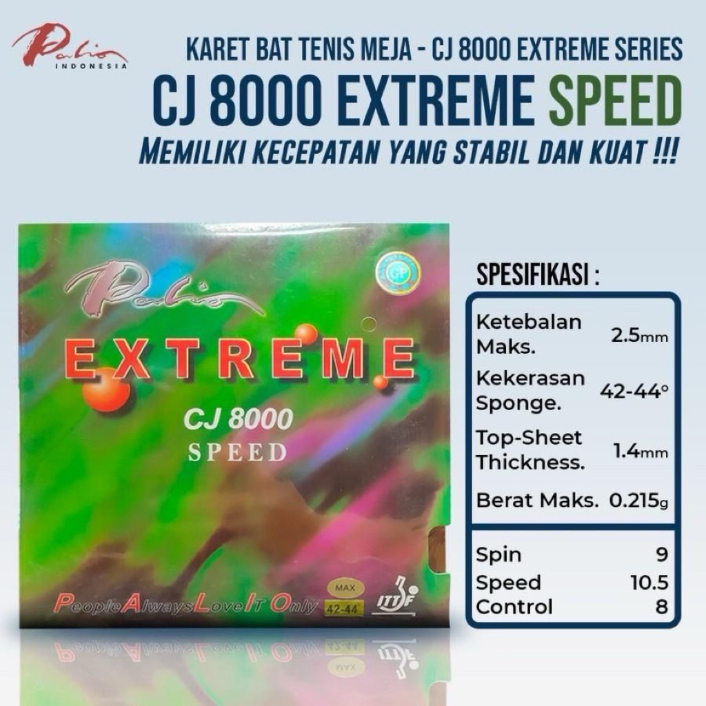 Karet Bet Pingpong Tenis Meja PALIO CJ8000 EXTREME SPEED Original