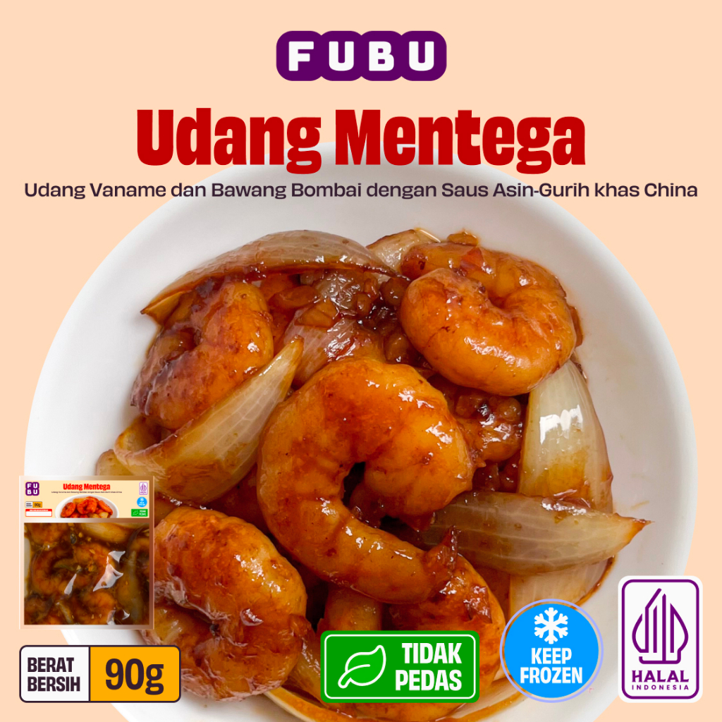 FUBU Udang Mentega - Udang Utuh Vaname Kupas Premium - Satu Porsi Lauk Instan Frozen Food