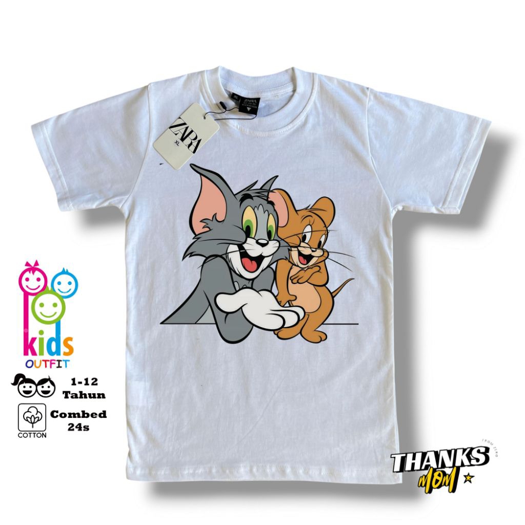 T-Shirt/Kaos Anak Zara Karakter Tom And Jerry