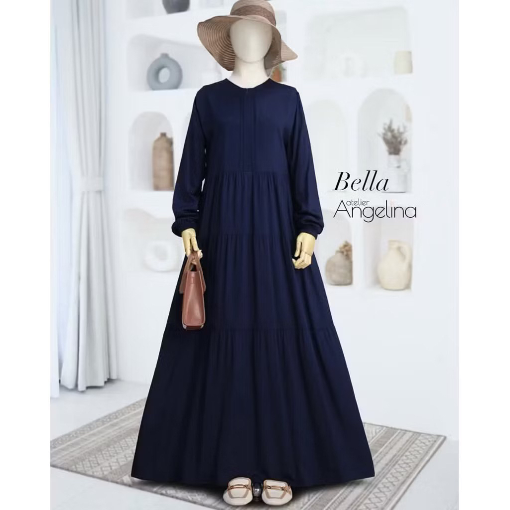 [SIAP KIRIM] BELLA DRESS EMBROIDERY DARK NAVY SIZE XS BY ATELIER ANGELINA