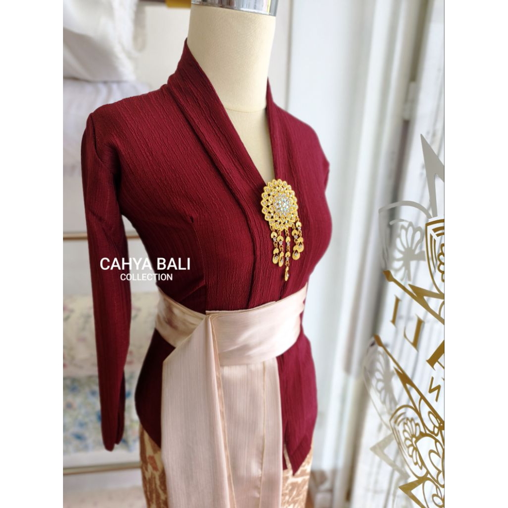 Kebaya Jadi LADY Model Kartini | Warna Maroon Lengan Panjang