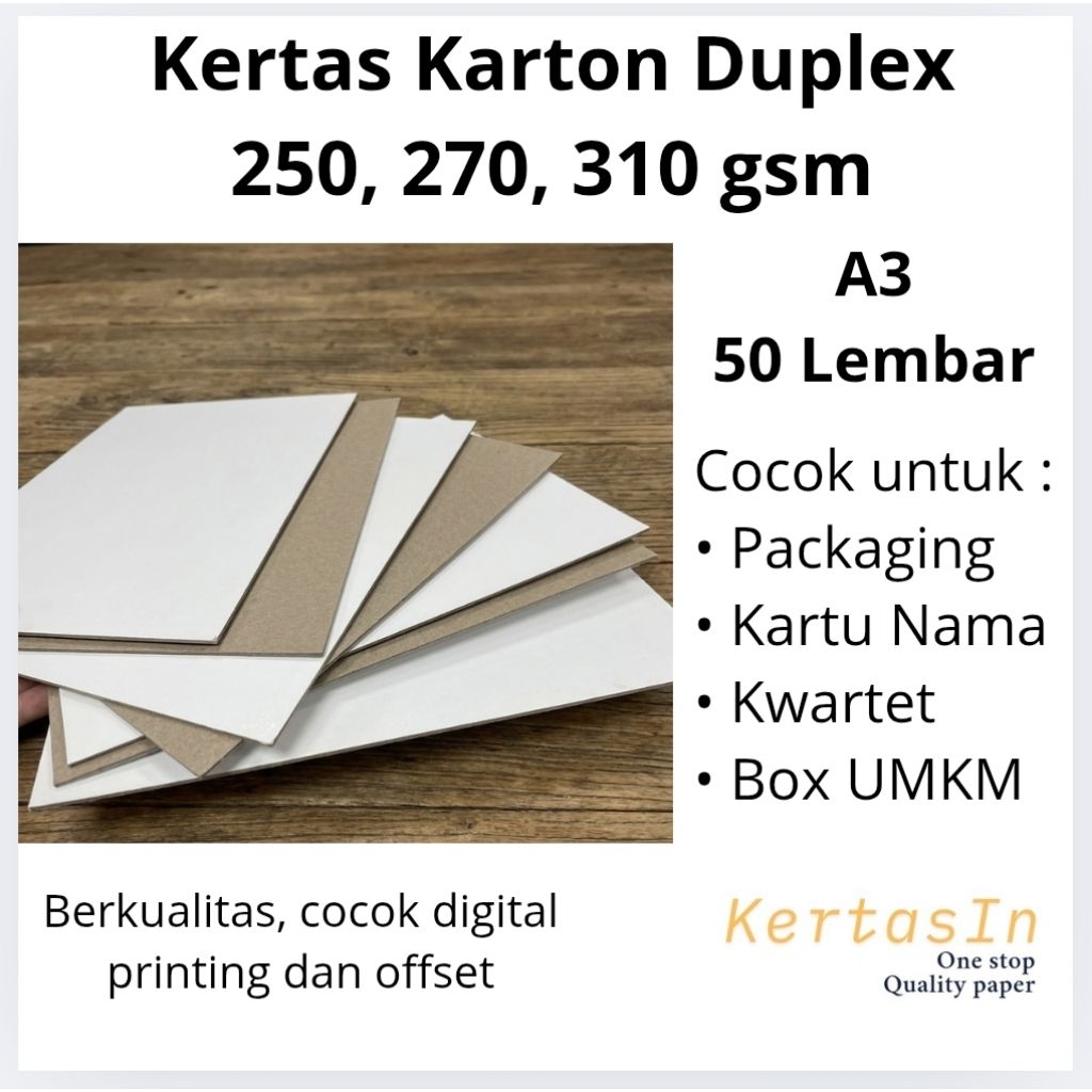 Kertas Karton Duplex Tebal A3 50 Lembar | 250 310 350 gsm | Cocok untuk Packaging Kalendar Box Serba
