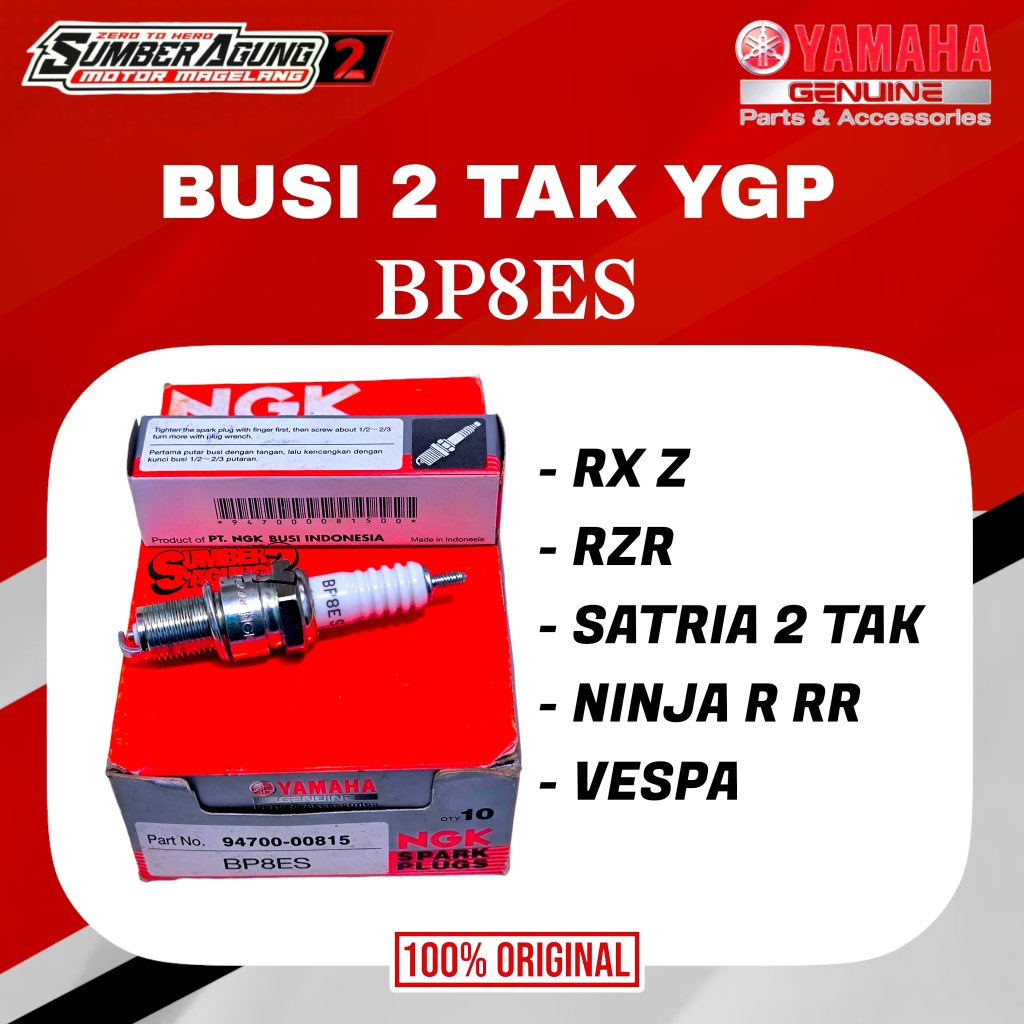 SPARK PLUG BUSI NGK 2TAK RX Z RZR SATRIA 2T  NINJA R RR VESPA BP8ES ORI YGP