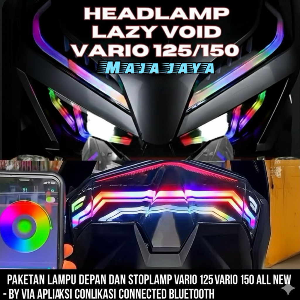 PAKET MODIFIKASI LAMPU VARIO 125/150 ALL NEW VERSI LAZY – DEPAN FULL SET & STOPLAMP BELAKANG LAZY VI