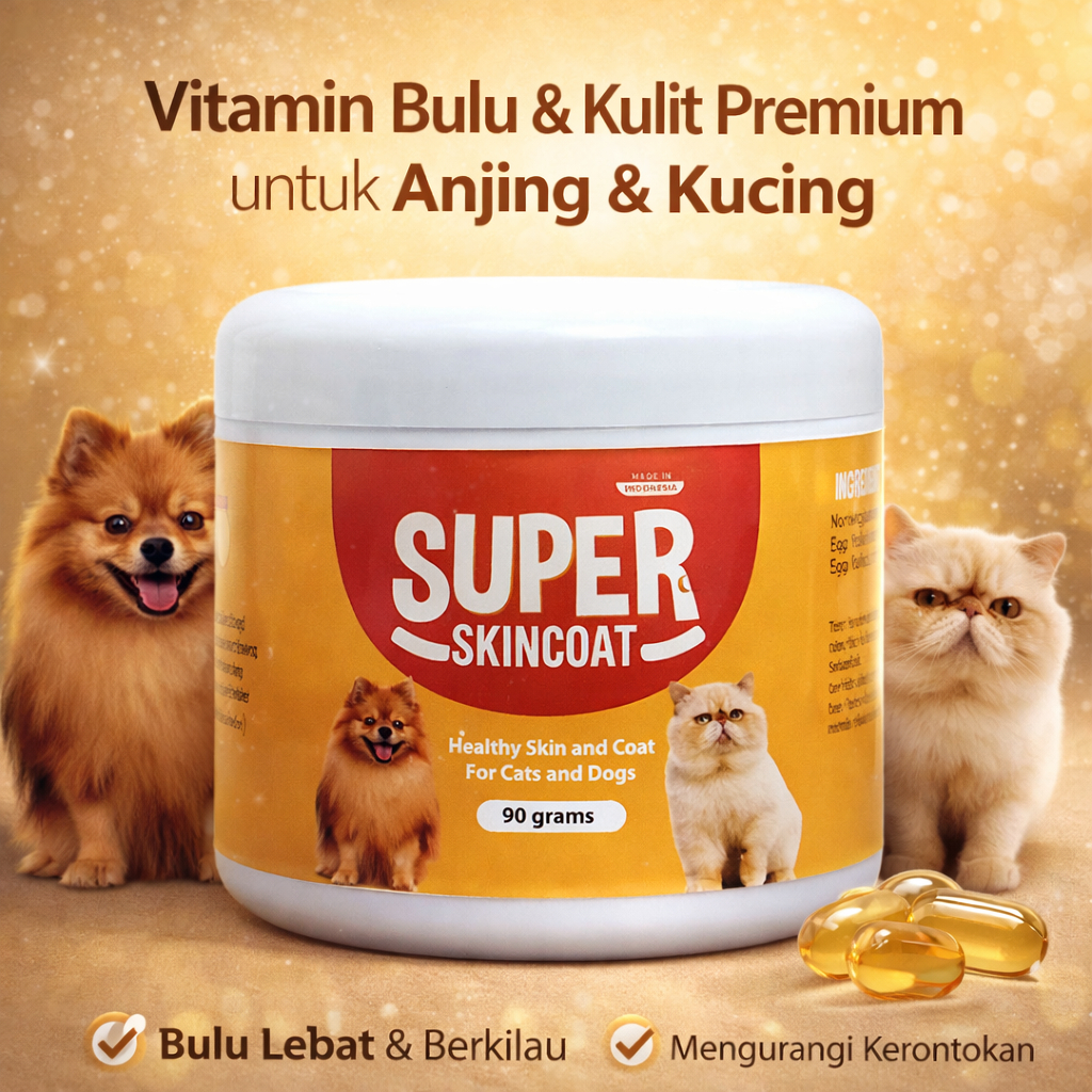 Superskincoat Vitamin anjing untuk bulu kulit anti rontok anti jamur bulu lebat