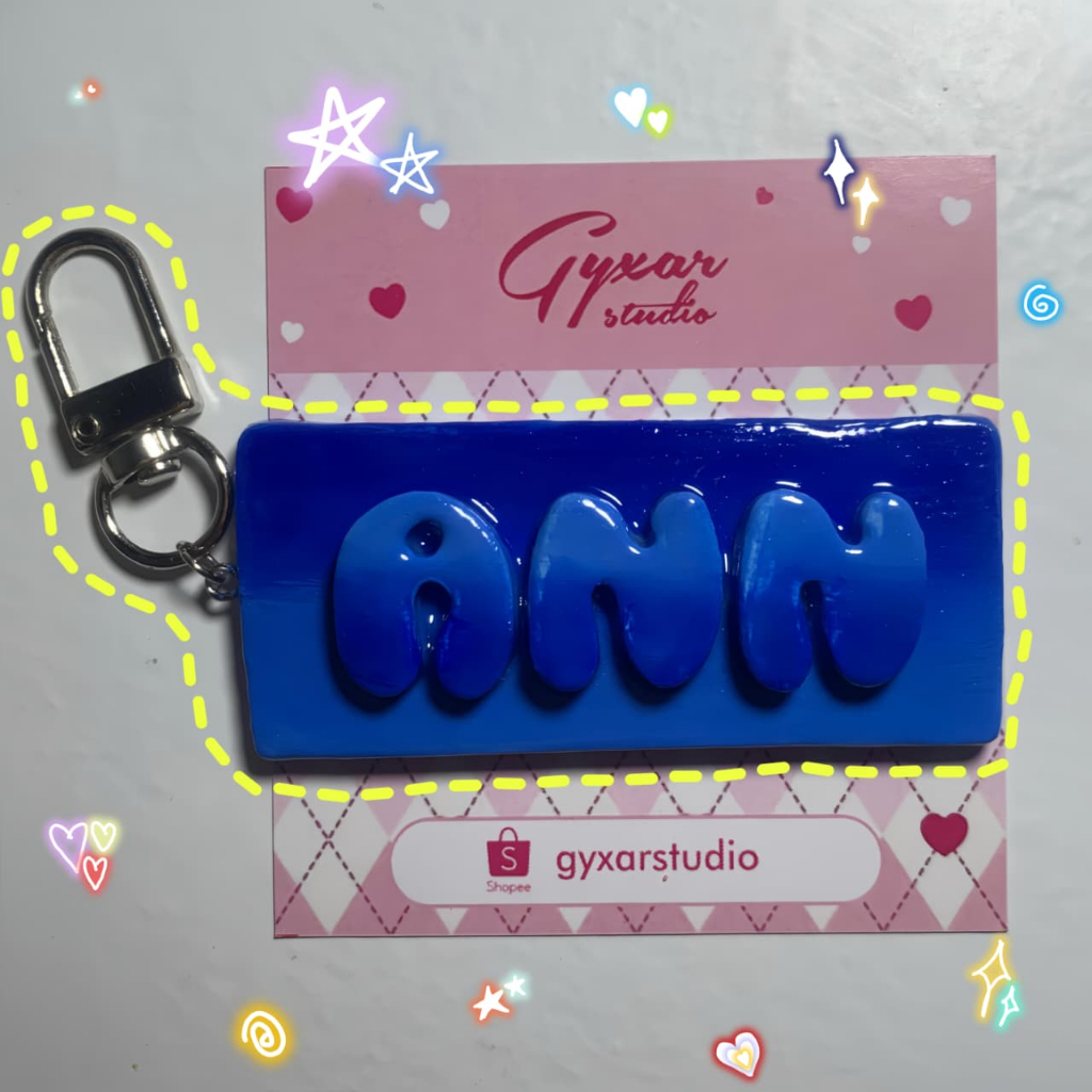 Custom gantungan Kunci Nama Ombre 2 Warna Handmade, Custom Clay Name Keychain, Custom Gantungan Kunc