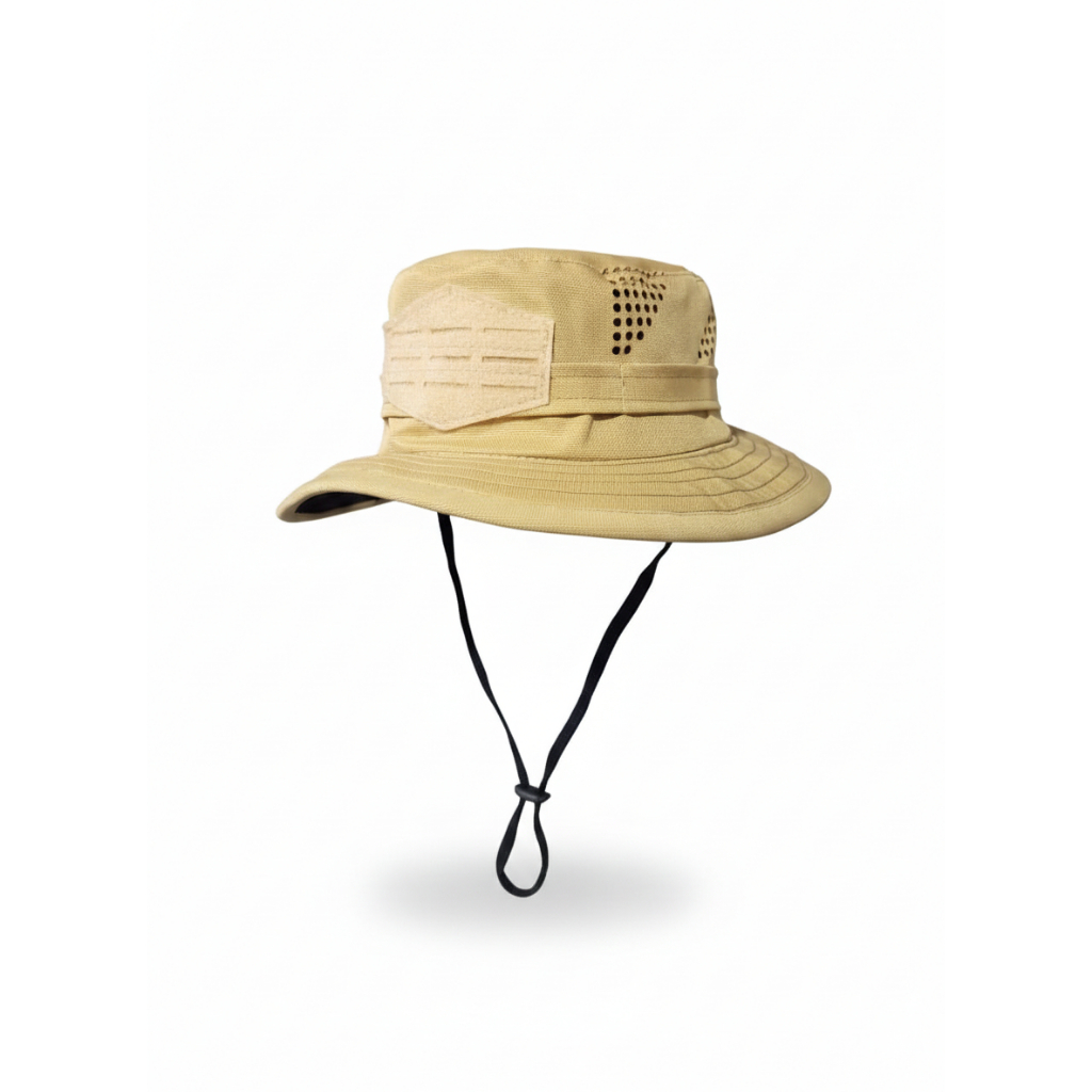 Topi Rimba polos cream lasercut bahan cordura