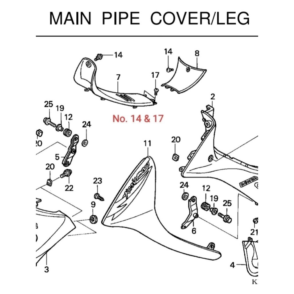 Baut cover main pipe upper dan cover center untuk motor Karisma number part 90104KPH900 & 90115KW790