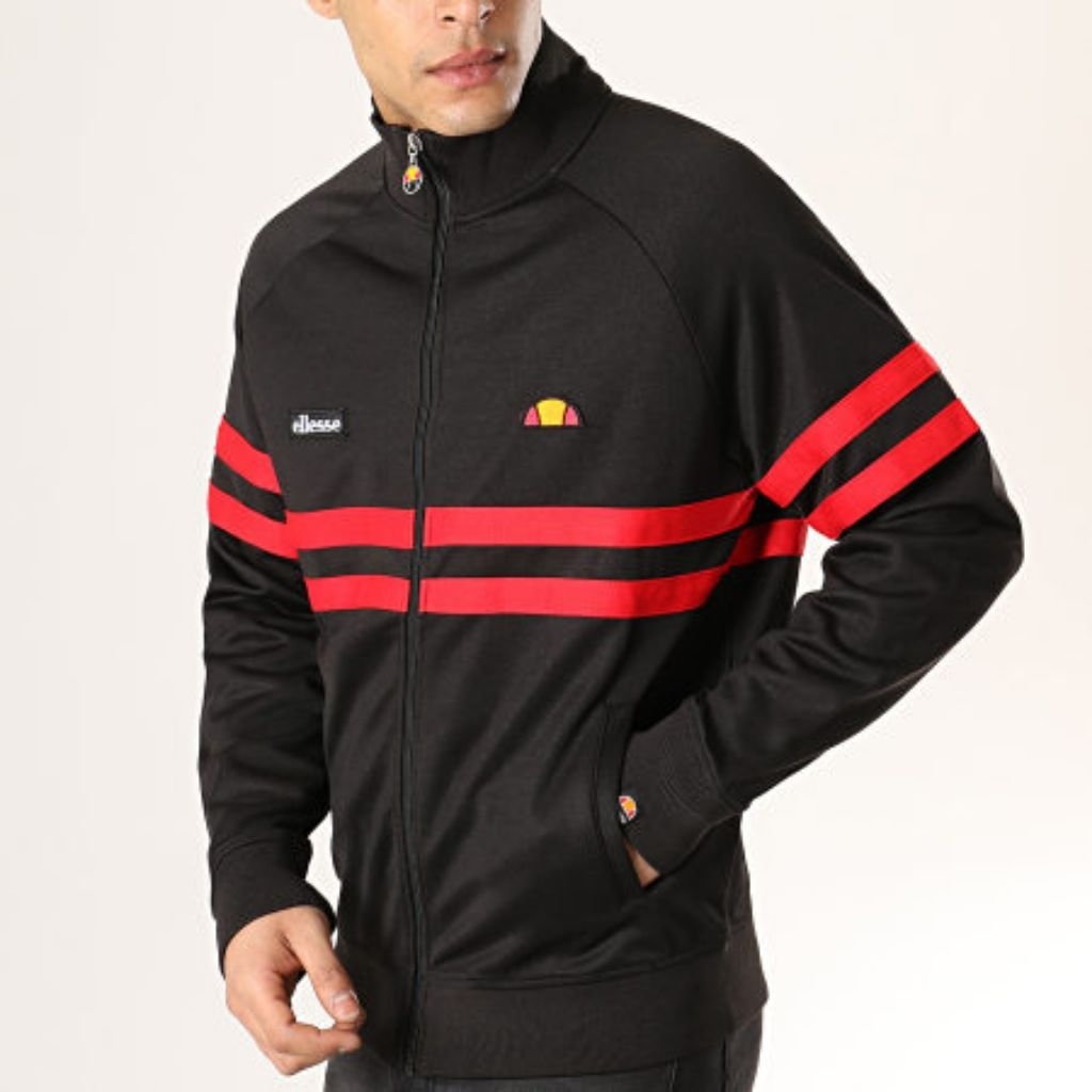 Ellesse rimini black/red original tracktop garis-garis