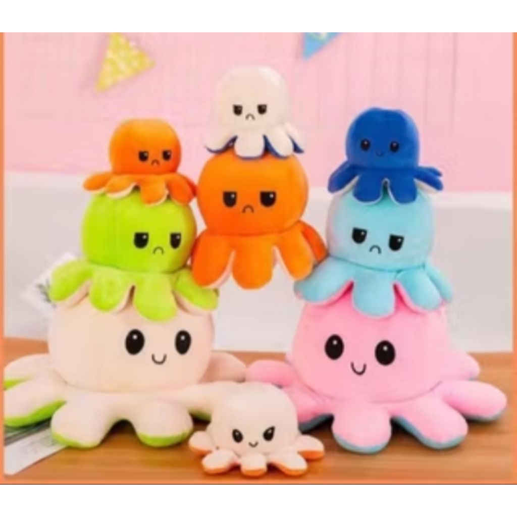 Boneka Gurita Jumbo Boneka octopus emoticon bolak balik