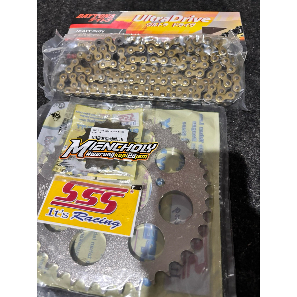 Rantai + gear gir sss jupiter vega rxking rxz fizr jupiter mx 415 / 428