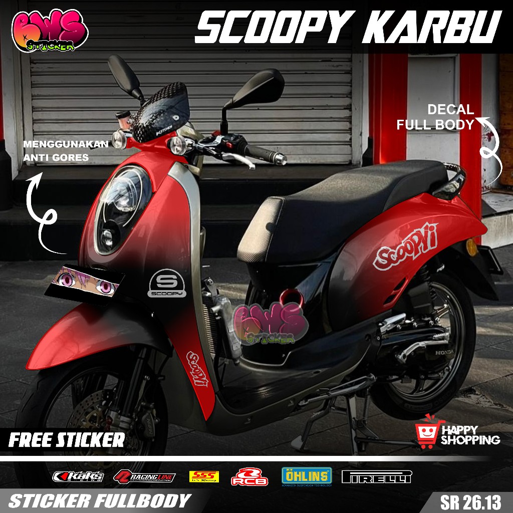 COD Sticker Full Body Honda Scoopy Karbu 2010 2011 2012 Sticker Full Body Scoopy Karbu Motif Gradasi