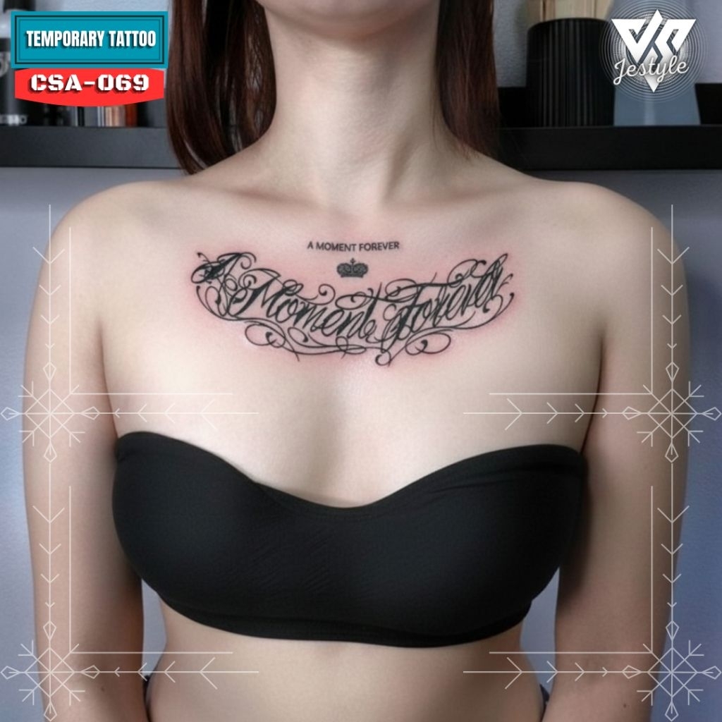 [CSA][HB-069] Tato Temporer Tato Sementara Dada Punggung pria dan wanita tulisan