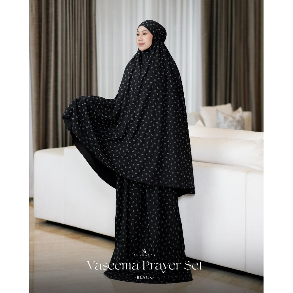 VASEEMA PRAYER SET ( MUKENA, POUCH, SAJADAH MINI ) BY SHARAREA_ORIGINAL_READY SIAP KIRIM