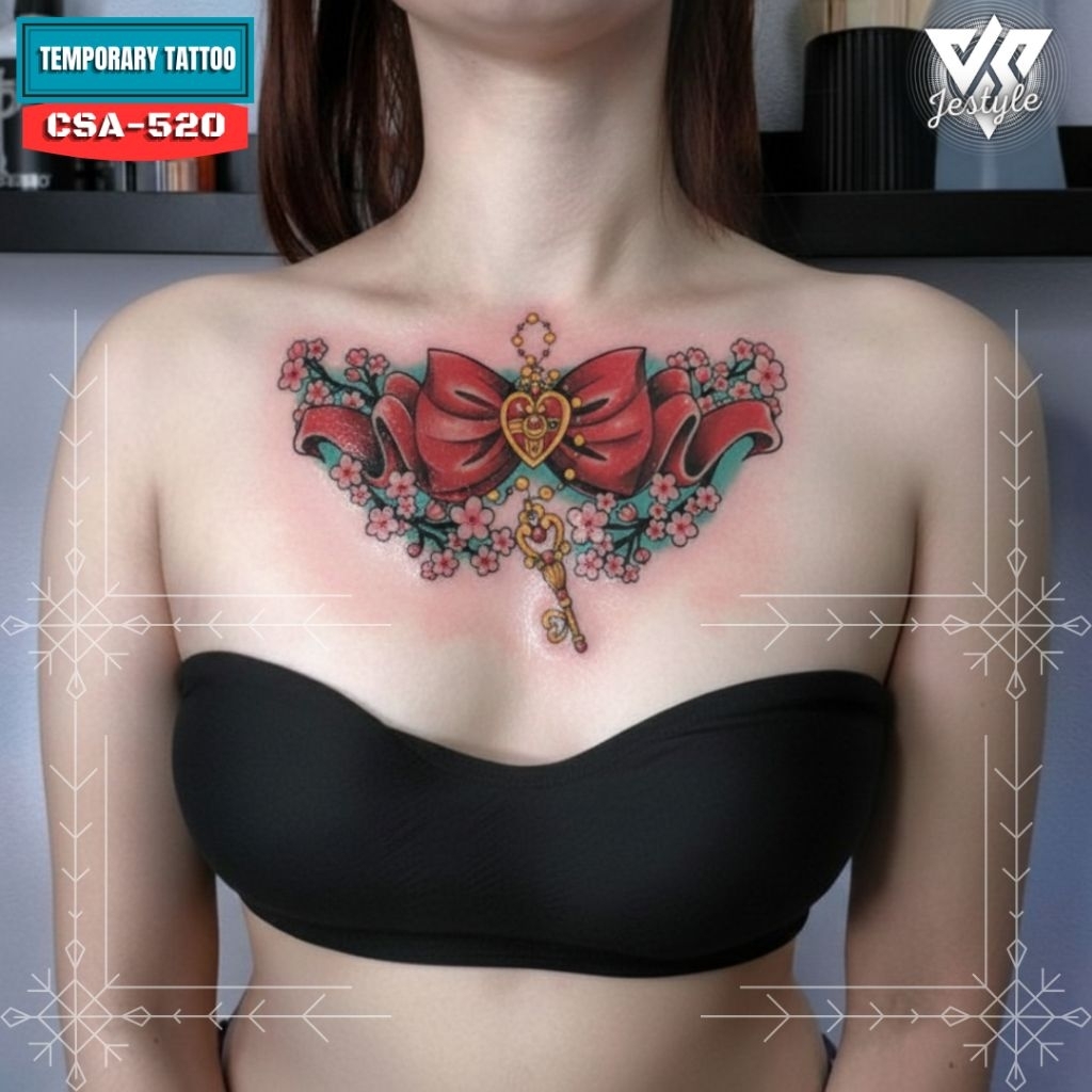 [CSA][HB-520] Tato Temporer Tato Sementara Dada Punggung pria dan wanita pita