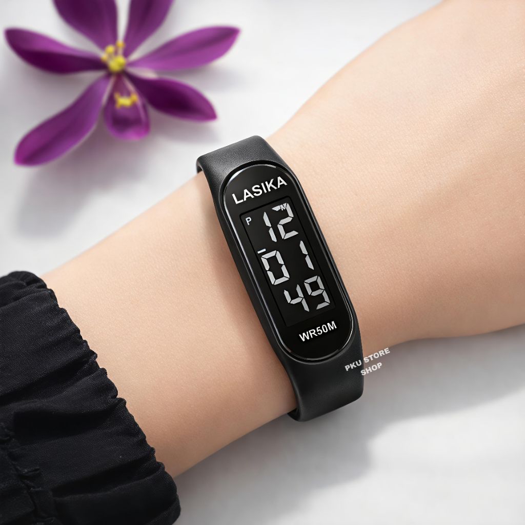 Jam Tangan Digital LED Sport Pria Wanita Anti Air WR50M Tali Rubber Lembut | LASIKA