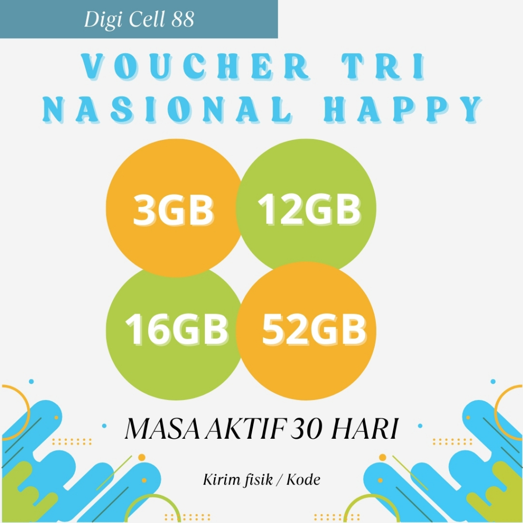 [Kirim Via Chat] Voucher Data Internet TRI/3/Three Tahunan Nasional AON || VOC Paket Kuota Internet 