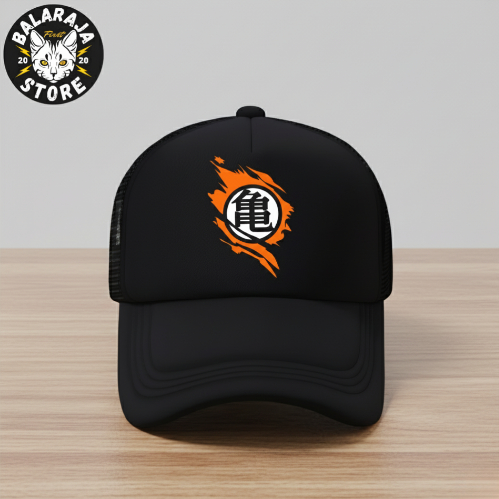 Topi Jaring Dragon Ball Unisex Topi Dragon Ball Trucker Hat Casual Hitam Premium