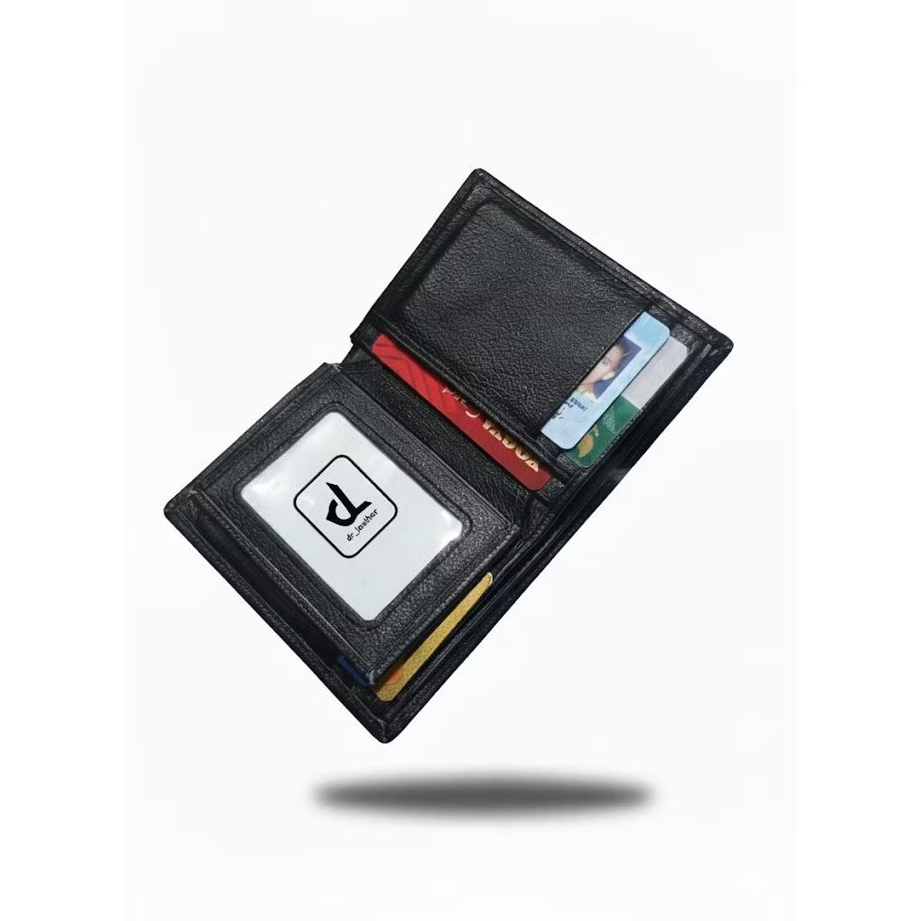 Dompet Lipat Berdiri  Mini  Pria Wanita Model Simple Slim Ukuran 11.5cm x 8,5cm  Asli Kulit Sapi 5sl