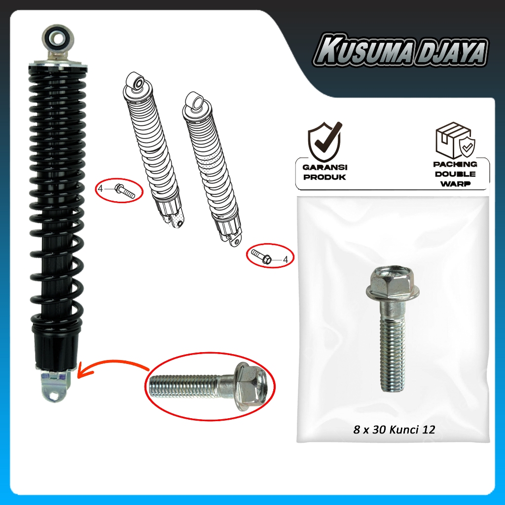 BAUD BAUT 8X30 SHOCK BELAKANG BAWAH PCX ADV STYLO VARIO 160 SATUAN