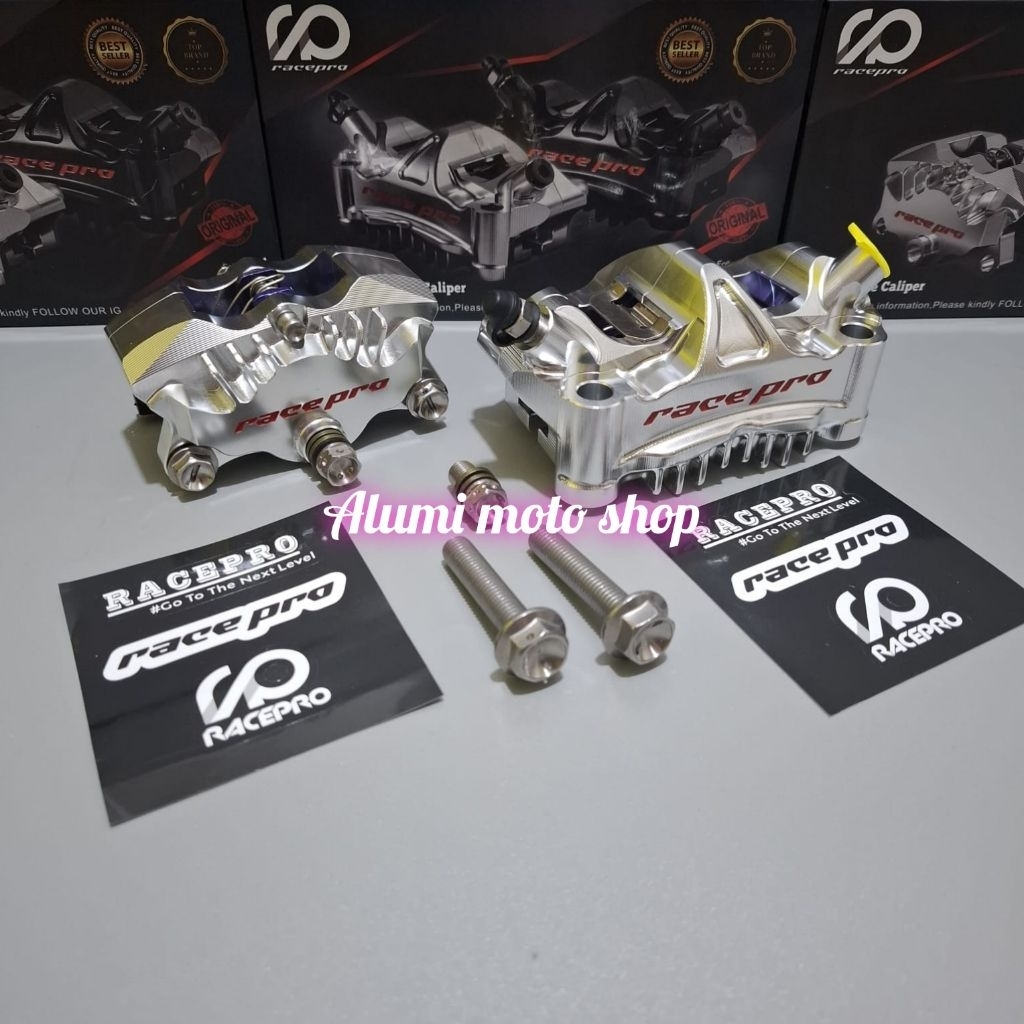 kaliper racepro GP-1R 4piston dan kaliper racepro GP-2R 2piston ukuran 100pitch monoblok universal s