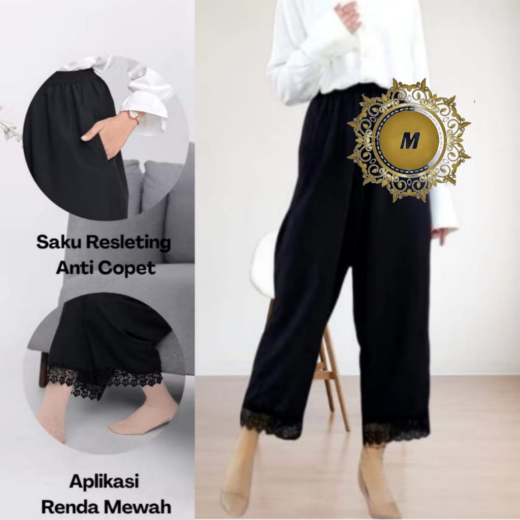 Celana Panjang Umroh Dan Haji Wanita Celana Dalaman Gamis Saku Resleting Bahan Katun Premium