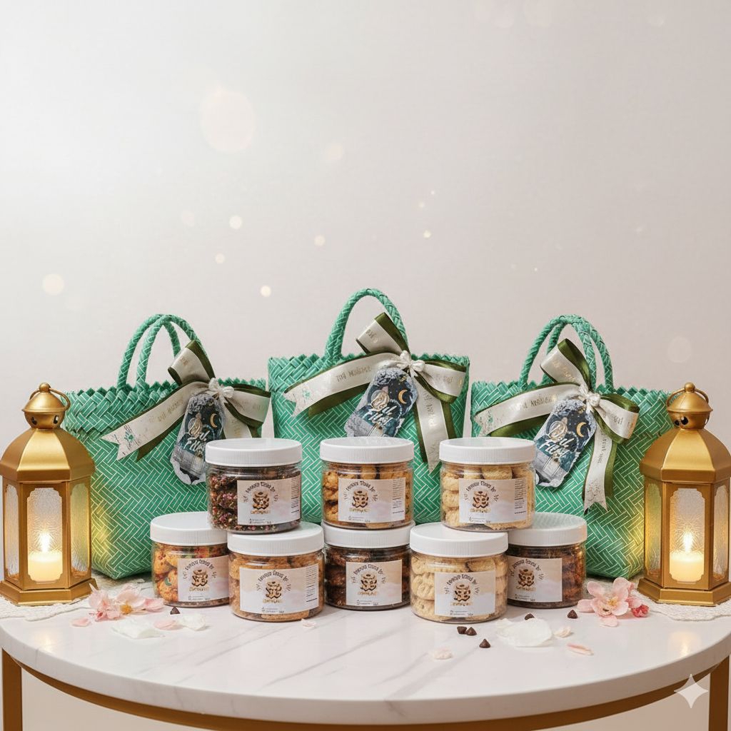 hampers lebaran idul fitri kue kering tas rotan murah grosir