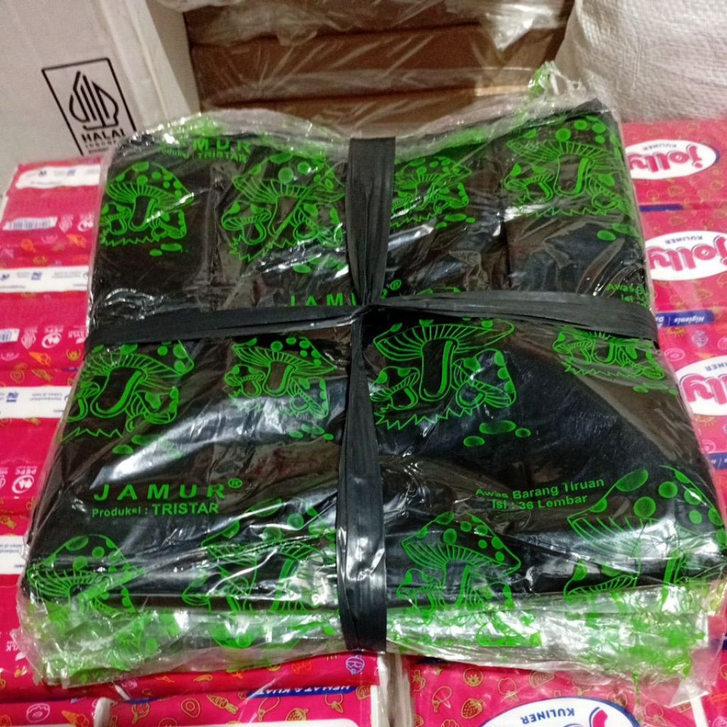 ( KRESEK JAMUR ) KANTONG PLASTIK KRESEK HITAM CAP JAMUR UKURAN 21/TANGGUNG